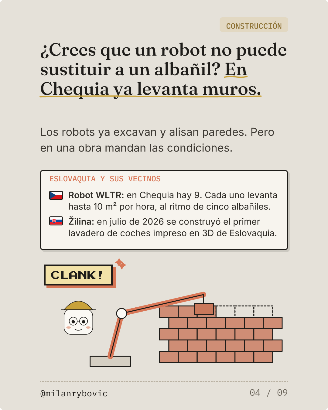 ¿Crees que un robot no puede sustituir a un albañil? En Chequia ya levanta muros.. Diapositiva 4 de 9