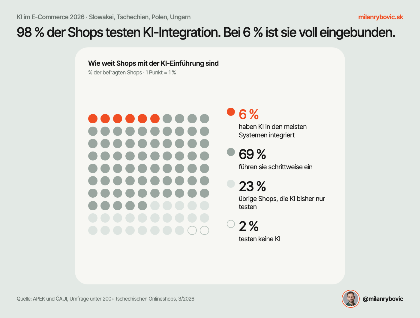 98 % der Onlineshops versuchen, KI zu integrieren, vollständig in ihren Prozessen nutzen sie 6 %